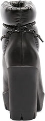 Jessica Simpson Mirie Black Platform Puffer Fur Lined Lace-Up Platform Bootie