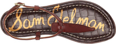 Sam Edelman Gigi Maple Bourbon Embossed Open Toe Ankle Strap Flats Sandals