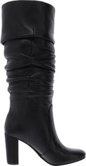 Vince Camuto Sessily Black Leather Block Heel Knee High Round Toe Slouchy Boots