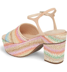 Schutz Ziquiele Multi Color Open Toe Chunky Heel Retro Platform Sandals