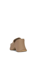 Jeffrey Campbell 6Teen-2 Beige Mesh Slip On Open Toe Chunky Wedge Heeled Sandals