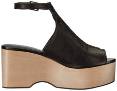 Kelsi Dagger Brooklyn Black Mule Ankle Buckle Open Toe Platform Heeled Sandals