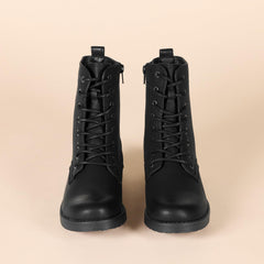 Amazon Essentials Collins Black Fashion Zipper Lace-Up Combat Ankle Boots 8