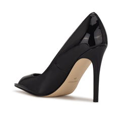 Nine West Prizz Black Slip On Pointed Open Toe Sky High Stiletto Heel Pumps