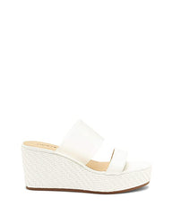 Lucky Brand Brindia White Clear Strappy Slip On Platform Wedge Fashion Sandals