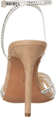 Jessica Simpson Jileta Silver Ankle Strap Round Caged Toe Stiletto Heeled Sandals
