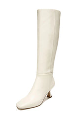 Sam Edelman Leigh 3 Ivory Leather Pointed Toe Spooled Heel Knee High Boots