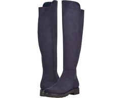 Nine West Tread2 Navy Suede Zip Closure Leather Round Toe Over The Knee Boots