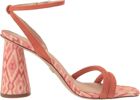 Sam Edelman Kia Terracotta Pink Squared Open Toe Ankle Strap Block Heeled Sandals