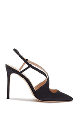 Pour La Victoire Cerry Pointed Toe Satin Slingback High-Heel Pointed Pumps Black (10)