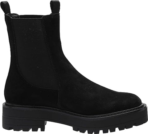 Sam Edelman Laguna Black Suede Rounded Toe Pull On Chelsea Ankle Combat Boots