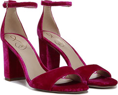 Sam Edelman Robyn Raspberry Buckle Ankle Strap Block High Heel Wide Dress Sandal