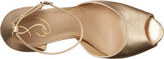 Sam Edelman Florencia Gold Peep Toe Buckled Ankle Strap High Heel Pumps