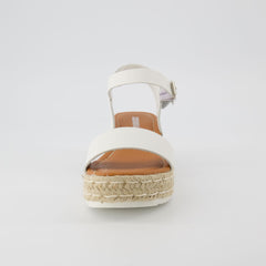 CUSHIONAIRE Melissa White Fashion Ankle Strap Espadrille Platform Wedge Sandals 6