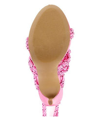 Steve Madden Fiore Pink Multi Strappy Open Toe Tie Up High Heeled Sandals