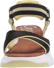 Circus by Sam Edelman Anderson Black Natural Ankle Strap Flat Sandal Lemon Drop
