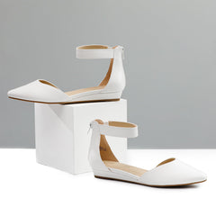 DREAM PAIRS Amiga White Low Wedge Ankle Strap Flats Shoes 12