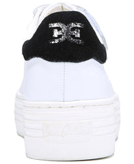 Sam Edelman Spence White Black Velcro Strap Round Toe Fashion Platform Sneakers