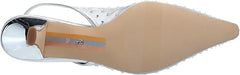Sam Edelman Bianka Soft Silver Mesh Pointed Toe Slingback Kitten Heeled Pumps