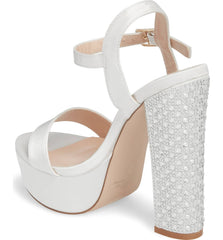 Lauren Lorraine Carly Platform Sandal Satin Prom High Bridal Open Wedding Pump