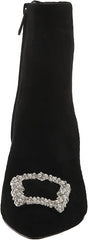 Sam Edelman Ulissa Black Suede Pointed Toe Zip Kitten Heel Ankle Fashion Boots