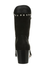 Sam Edelman Brie Black Leather Block Heeled Almond Toe Slip On Ankle Booties