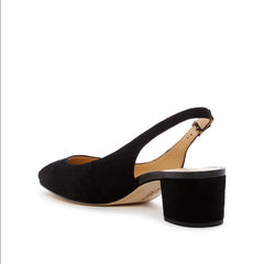 Sam Edelman Lorene Suede Low Block Heel Slingback Dress Pump Black Suede