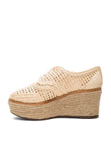 Schutz Jules Platform Oxford Natural Nude Wedge Espadrille Fashion Sneaker