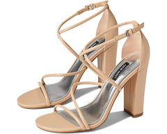 Nine West Maer 3 Light Natural Rounded Open Toe Ankle Strap Block Heeled Sandals