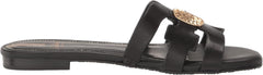 Sam Edelman Bay Radiant Black Leather Embellished Leather Strap Slides Sandals