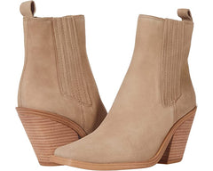 Vince Camuto Ackella Truffle Taupe Pull On Squared Close Toe Block Heeled Boot