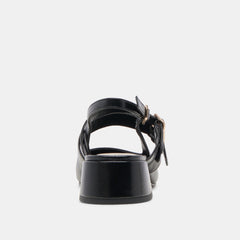 Dolce Vita Pandro Midnight Crinkle Patent Ankle Strap Open Toe Heeled Sandals