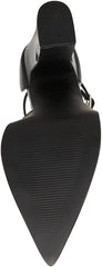 Steve Madden Prompt Black Patent Ankle Strap High Block Heel Pointed Toe Pumps