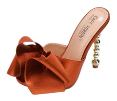 Cape Robbin Salsa Brown Sexy High Heels Open Toe Sculptural Heel Mule Oval Pumps