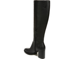 Sam Edelman Elsy Black Leather Stacked Block Heel Knee High Retro Dress Boots
