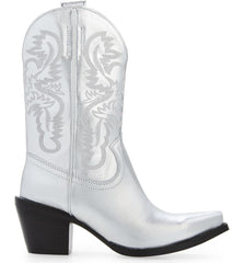 Jeffrey Campbell RANCHER-MD Mid-shaft embroidered  western boot WHITE WHITE
