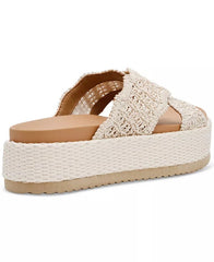 Dolce Vita Sivan Ivory Raffia Fashion Slip On Casual Open Toe Platform Sandals 7.5
