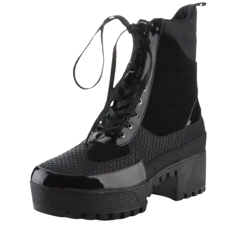 Cape Robbin Commander Black Combat Platform Boots Chunky Block Heels