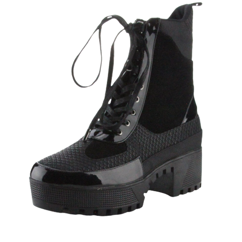 Cape Robbin Commander Black Combat Platform Boots Chunky Block Heels