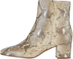 Sam Edelman Regaen Wheat Nude Multi Snake Square Toe Leather Heeled Booties