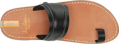 Sam Edelman Margit Black Leather Toe Ring Slip On Flat Strappy Slides Sandals