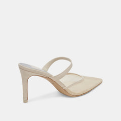 Dolce Vita Katik Ivory Mesh Pointed Toe Slip On Double Strap Stiletto Pumps