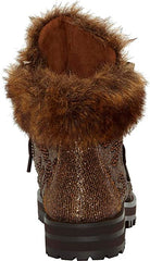 Jessica Simpson Norina Bronze Leopard Multi Fur Lined Combat Lace Up Booties