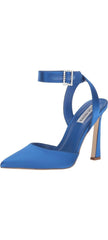 Steve Madden Sarantos Blue Satin Ankle Strap Pointy Toe Stiletto Heeled Sandal