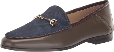 Sam Edelman Loraine Navy/Olive/French Burgundy Almond Toe Slip On Wide Loafers