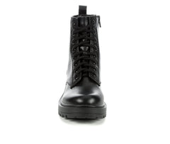 Soda Firm Black Lace Up Rounded Toe Chunky Platform Classic Combat Ankle Boots