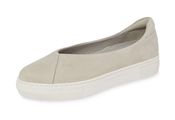 JSlides Felecia Grey Nubuck Leather Slip On Fashion Platform Slip On Sneakers