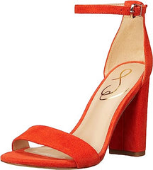 Sam Edelman Yaro Bright Poppy Ankle Strap Open Round Toe Block High Heel Sandals