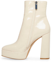 Steve Madden Luisina Bone Patent Squared Toe Block Heel Pull On Ankle Boots