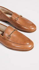 Sam Edelman Loraine Saddle Smooth Leather Almond Toe Slip On Stacked Heel Loafer